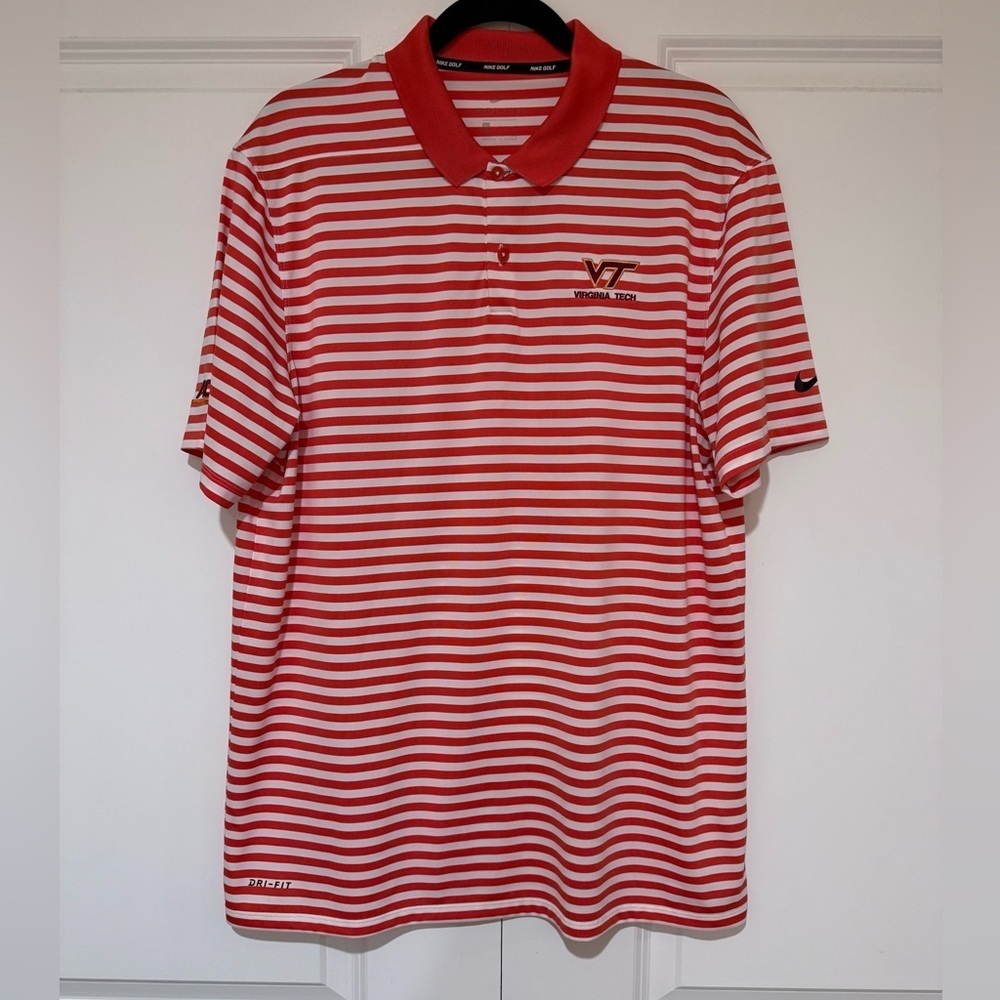 Nike Dri Fit Striped Golf Polo VT Sz L like new